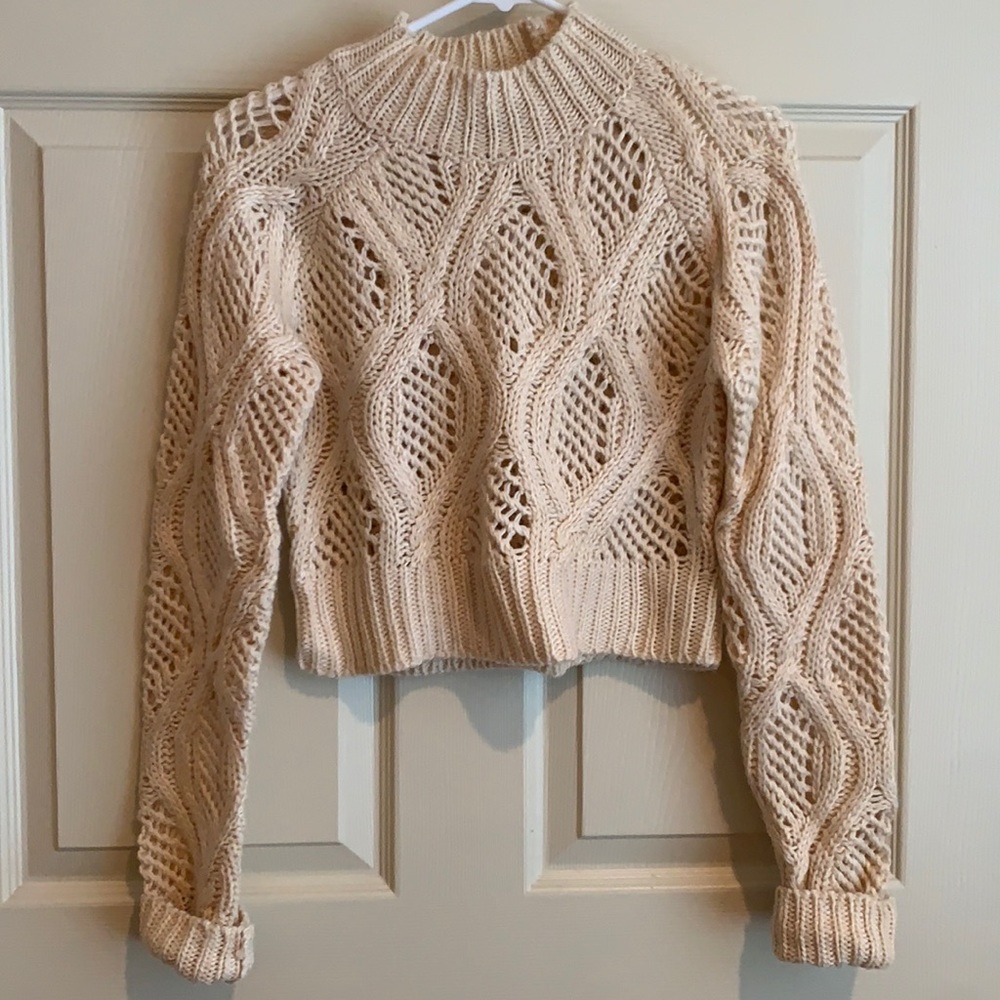 Cropped crochet sweater